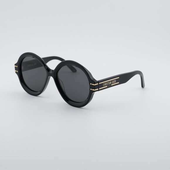 Dior DIORSIGNATURE R1U 10A0 Sunglasses Black Round Frame, Smoke Lenses main image 11